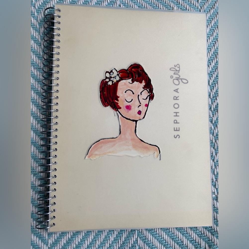 Sephora Girls Spiral Notebook with Red-Haired Portrait on Cream Cover
